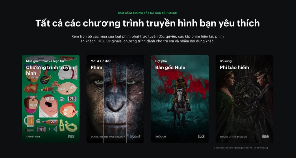 Tính năng tài khoản Hulu